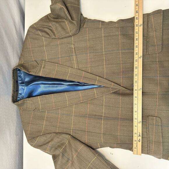 SAMUEL WINDSOR Sports Blazer Jacket 42R Brown Windowpane Wool Linen Blend - Picture 10 of 12